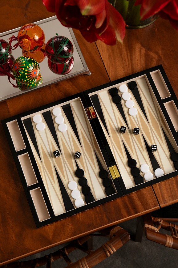 Juego de Backgammon lacado Printworks, negro
