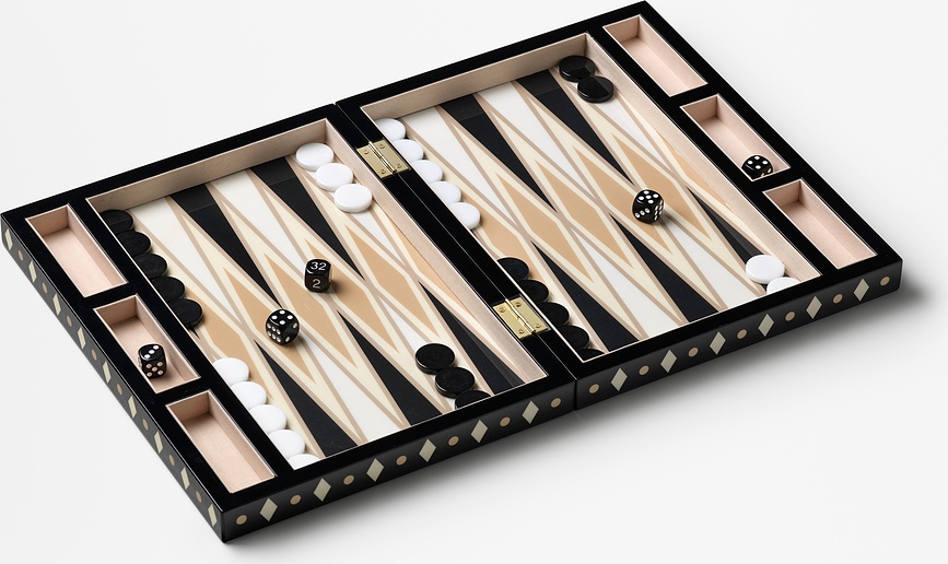 Juego de Backgammon lacado Printworks, negro