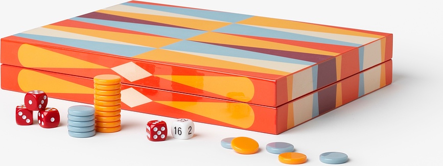 Lakeret Backgammon flerfarvet