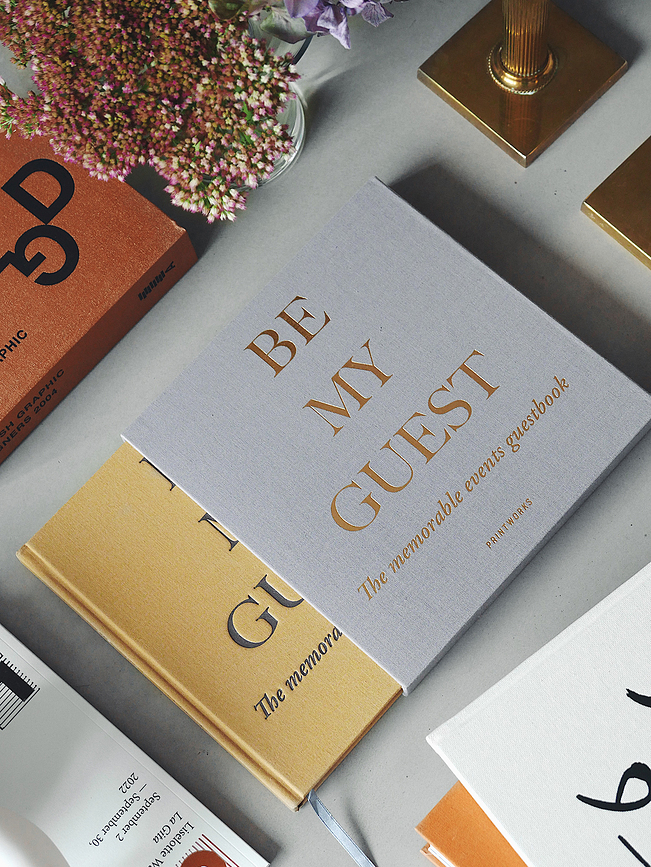 Libro de Invitados Printworks Be My Guest, gris y amarillo