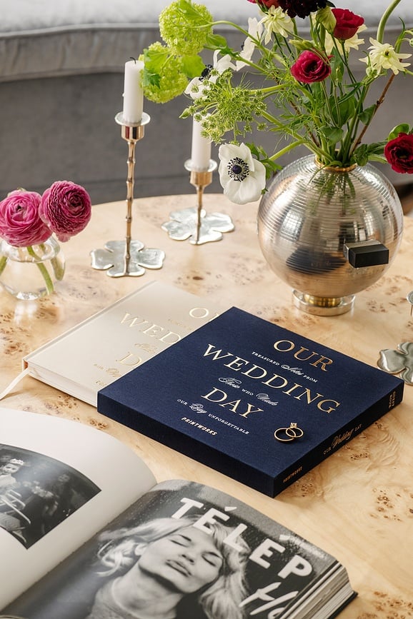 Libro de Invitados Printworks Our Wedding Day, azul marino y beige
