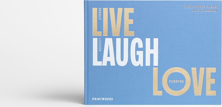 Live Laugh Love Embroidered fotoalbum, lyseblå