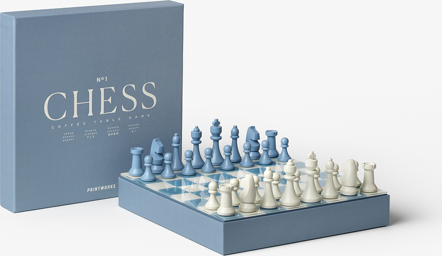 Printworks Classic Jeu d'Échecs, bleu clair