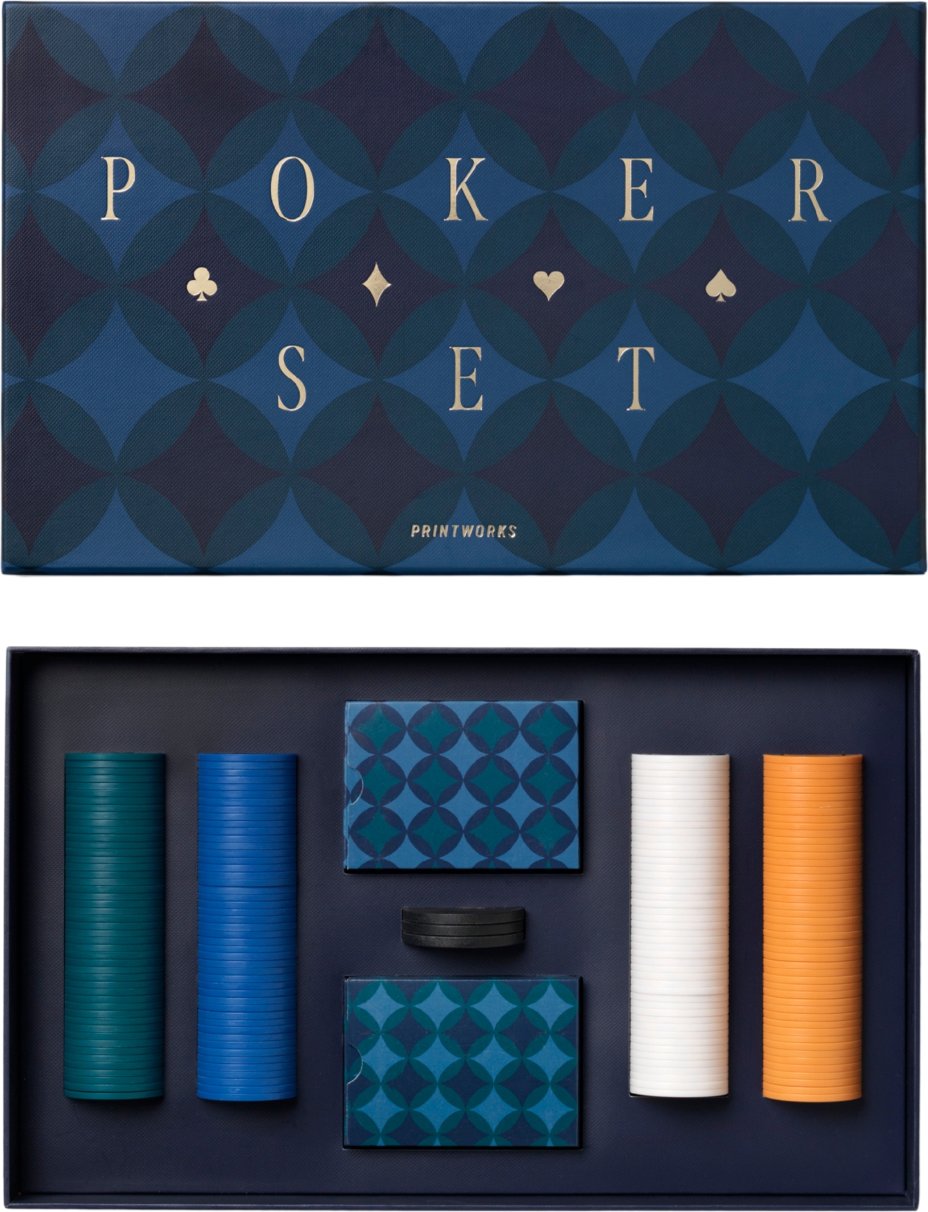 Spiele und Bausteine Printworks Classic Poker-Set, Dunkelblau
