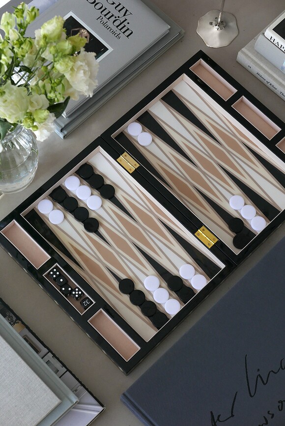 Printworks Jeu de Backgammon laqué, noir