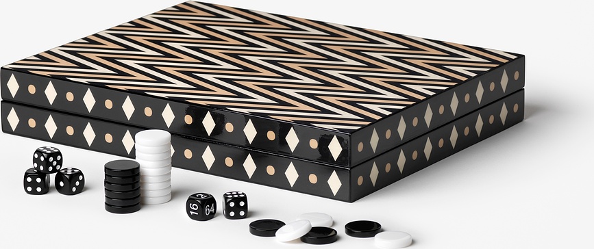 Printworks Jeu de Backgammon laqué, noir