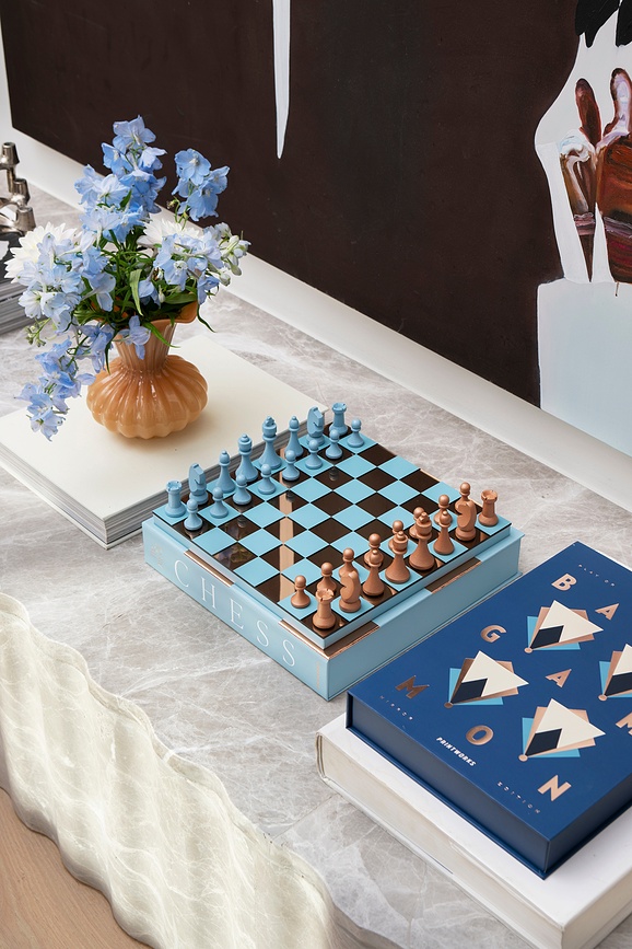 Šah Printworks Chess Mirror svetlo moder-bakren