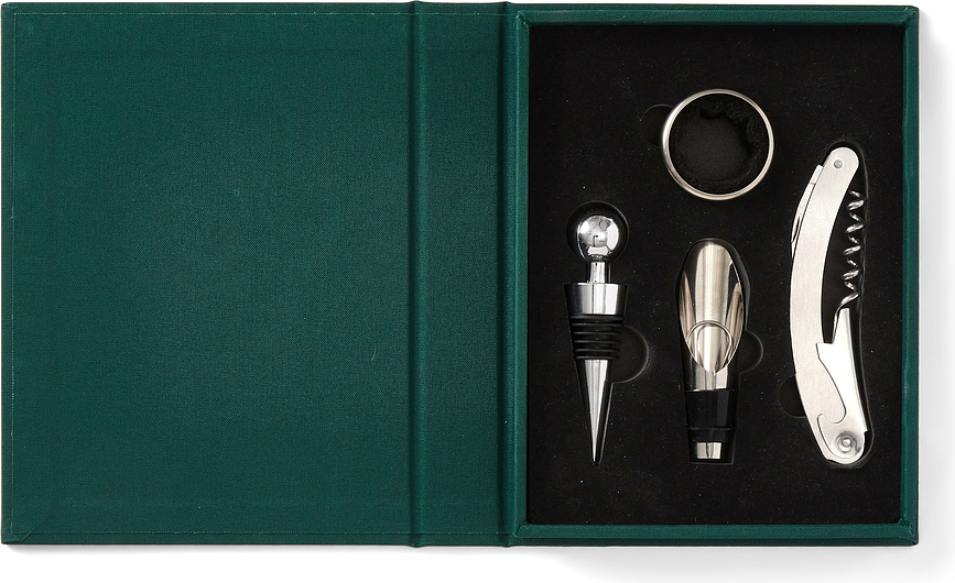 Set de Accesorios para Vino The Essentials, beige, en caja de regalo, 4 piezas