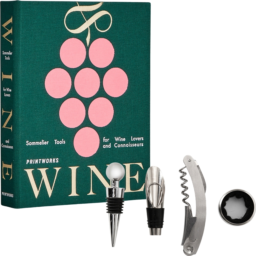 Set de Accesorios para Vino The Essentials, beige, en caja de regalo, 4 piezas