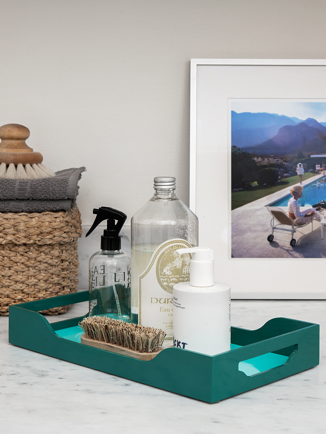 Swell M Plateau décoratif, turquoise, laqué