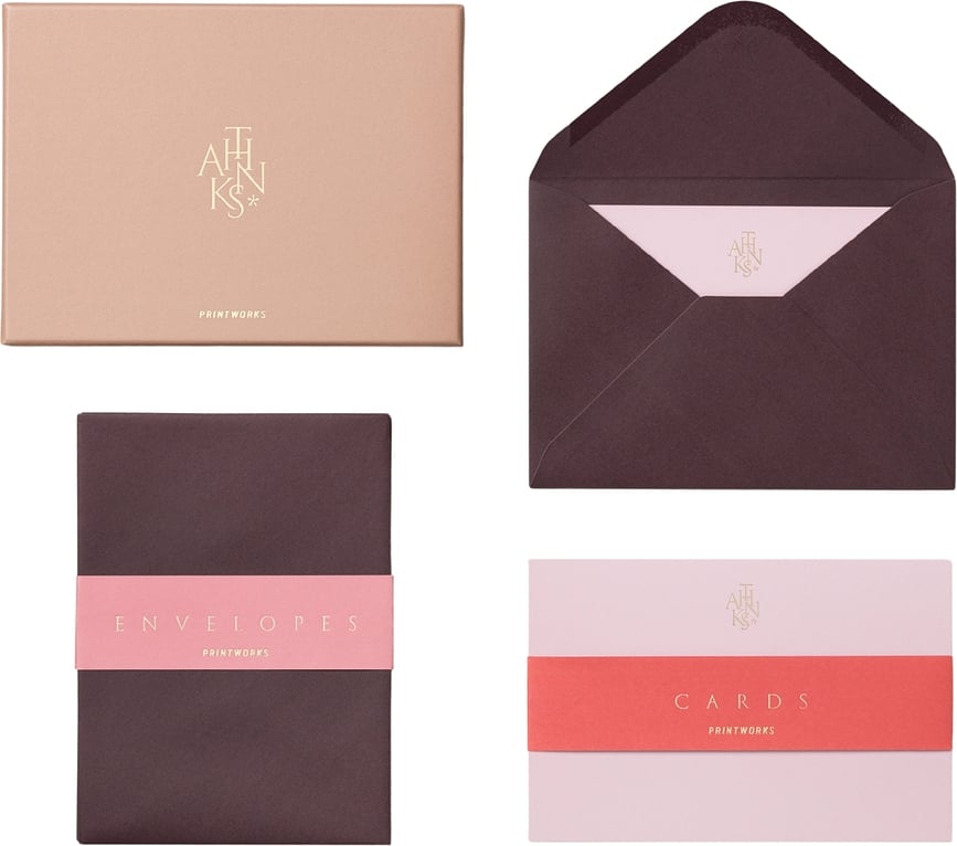 Thanks Greeting Cards with Envelopes, burgundy