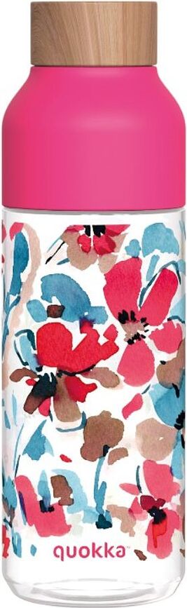 Botella de agua Quokka Ice, 720 ml, flores rojas