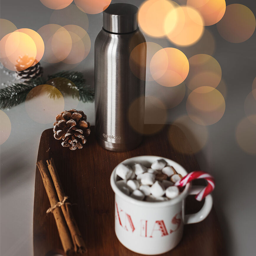 Botella Térmica Quokka Solid, 510 ml, naranja, con diseño