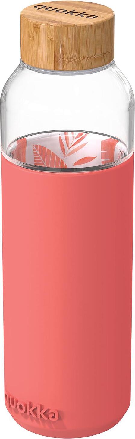 Fľaša na vodu Quokka Flow Inner Pink Botanical sklenená 660 ml