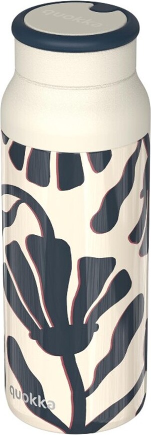 Quokka Echo Bouteille isotherme 690 ml, motif feuilles, beige et noire