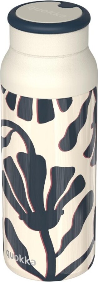 Quokka Echo Thermoflasche mit Blattmuster, 690 ml, beige-schwarz