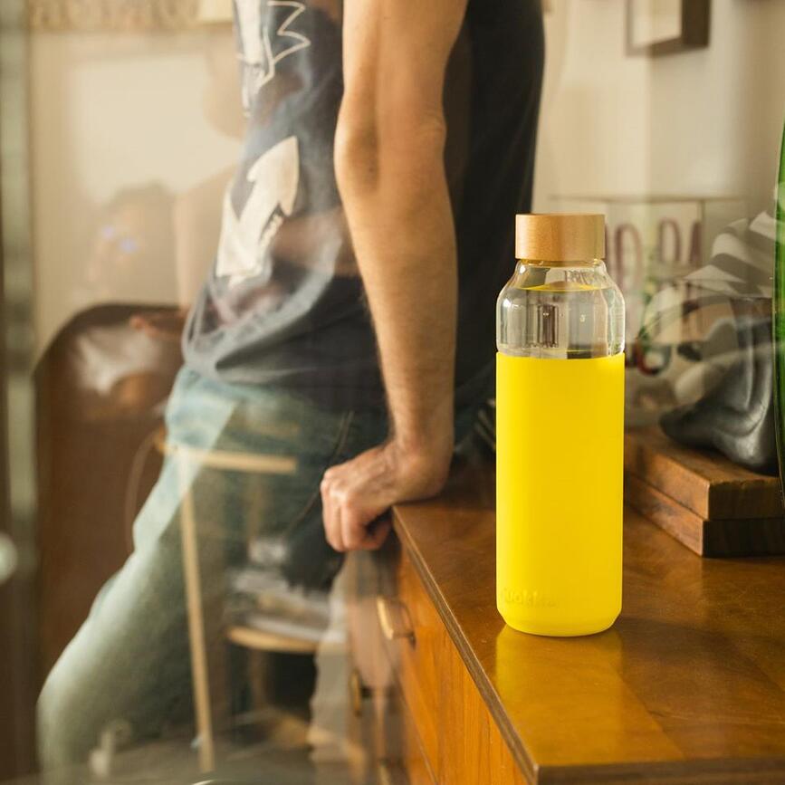 Quokka Flow Bouteille d'eau 660 ml, en verre, Vert Néon