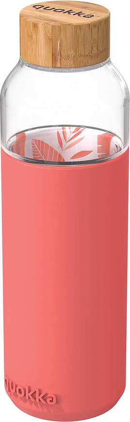 Quokka Flow Inner Pink Botanical Wasserflasche 660 ml aus Glas