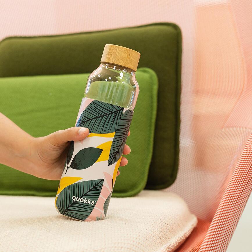 Quokka Flow ΜΠΟΥΚΑΛΙ για νερό, 660 ml, γυάλινο, πράσινο νέον