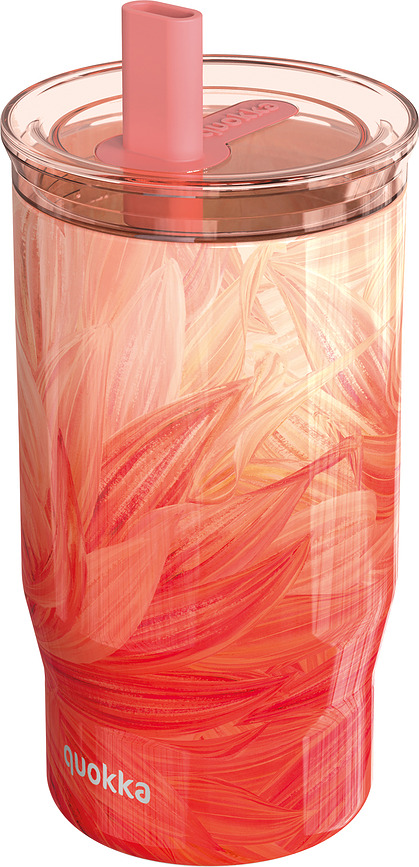 Quokka Mist Mug Isotherme avec paille, 720 ml, Peach Petals