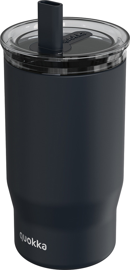 Quokka Mist Termalni kozarec s slamico, 720 ml, črn