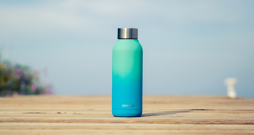 Quokka Solid Bouteille isotherme 510 ml, orange bloom, avec motif