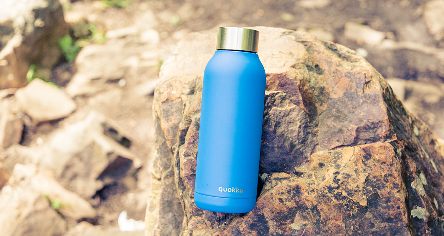 Quokka Solid Μπουκάλι Θερμός, 510 ml, πορτοκαλί, με σχέδιο orange bloom