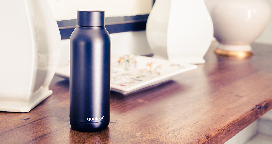 Quokka Solid Μπουκάλι Θερμός, 510 ml, πορτοκαλί, με σχέδιο orange bloom