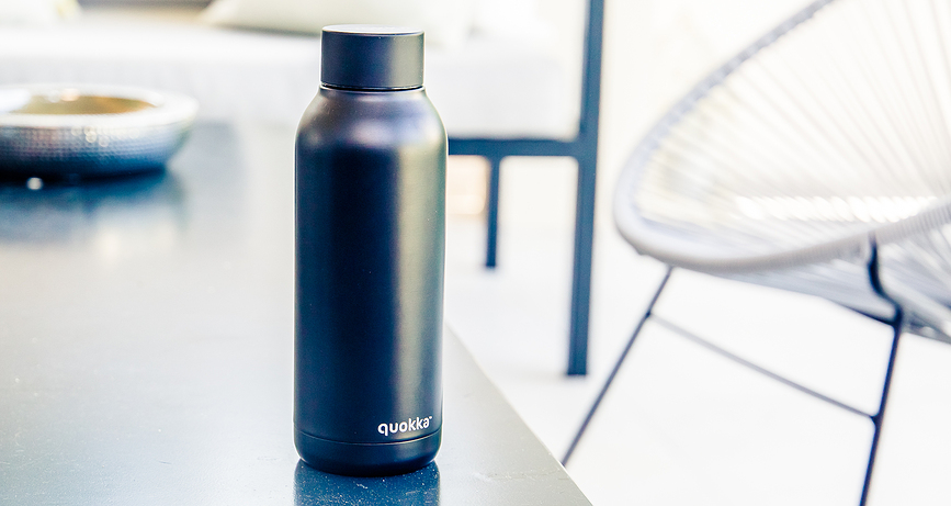 Quokka Solid Μπουκάλι Θερμός, 510 ml, πορτοκαλί, με σχέδιο orange bloom