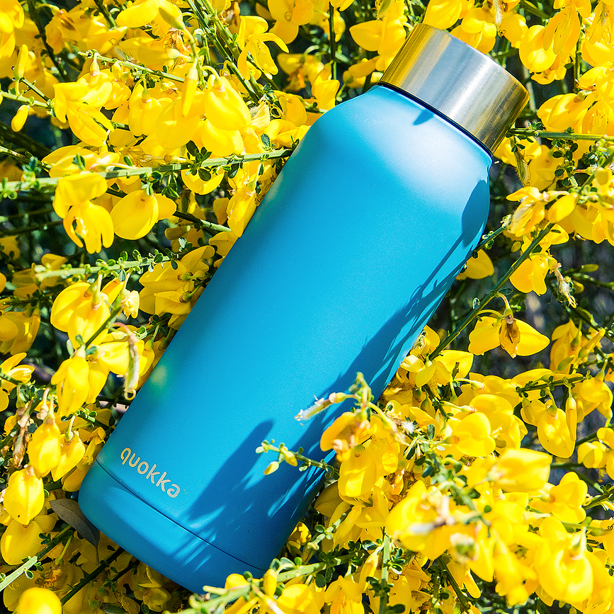 Quokka Solid Μπουκάλι Θερμός, 510 ml, πορτοκαλί, με σχέδιο orange bloom