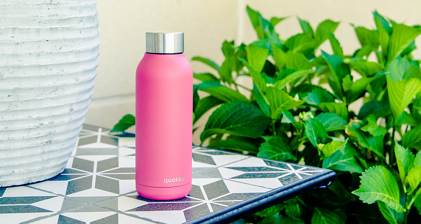 Quokka Solid Μπουκάλι Θερμός, 510 ml, πορτοκαλί, με σχέδιο orange bloom