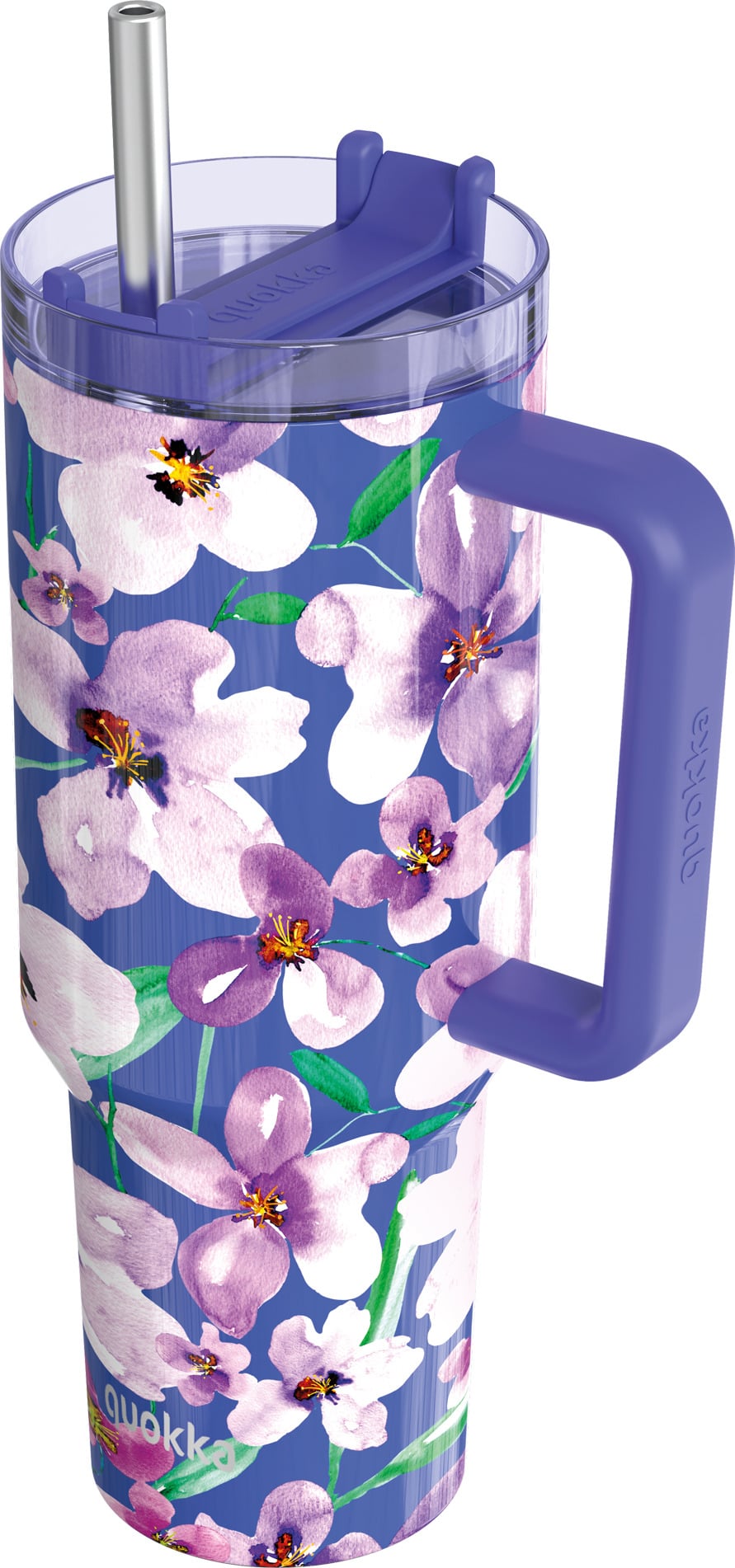 Quokka Stream Flower Dusk Thermobecher mit Strohhalm, 1,2 l