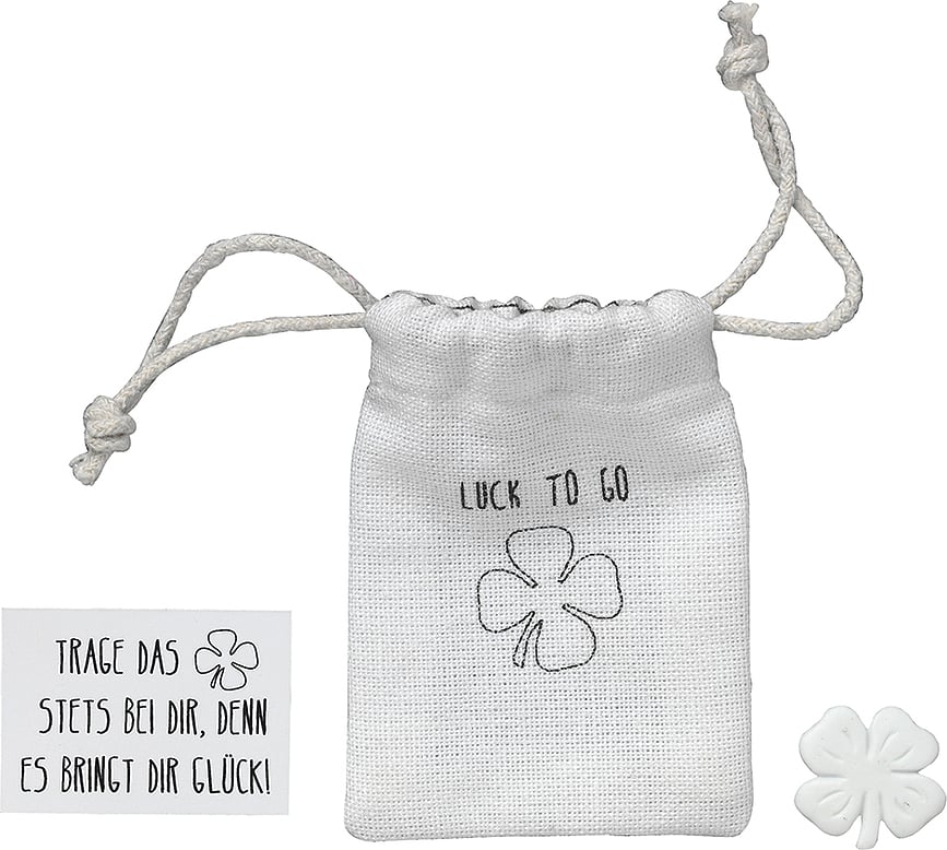 Amuleto Raeder, trébol de cuatro hojas, en saquito