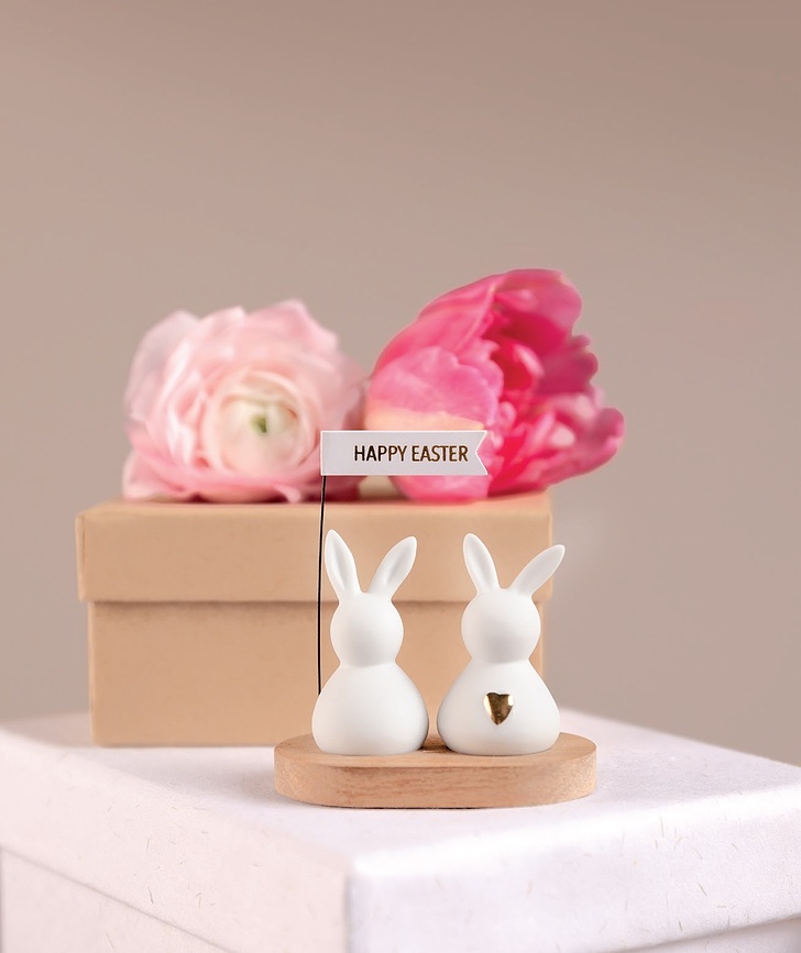 Figura decorativa de conejos Raeder, con base