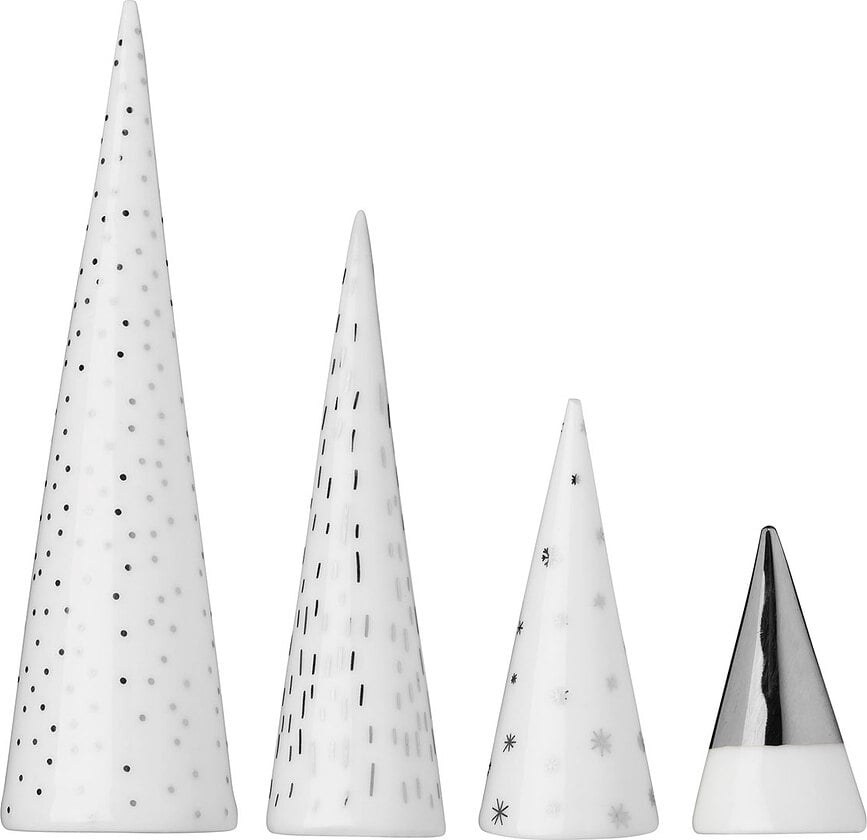 Figuras Navideñas Little Winter Forest, plateadas, Set de 4 piezas