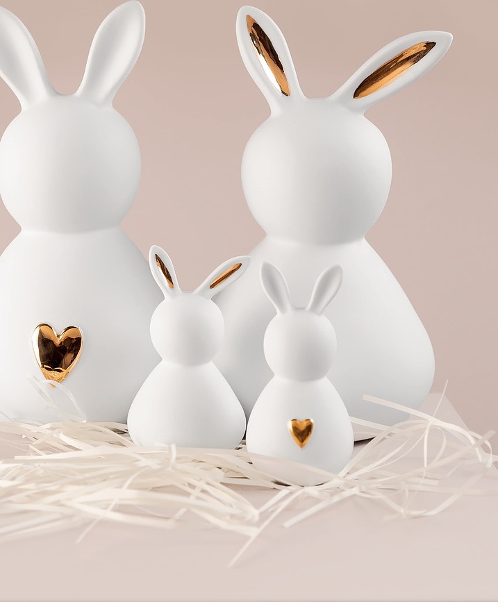 Bunny Figurine décorative avec cœur doré, 29 cm