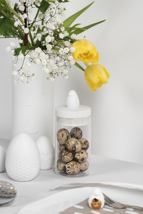 Huevos Decorativos Raeder para Pascua, blancos, 4 unidades