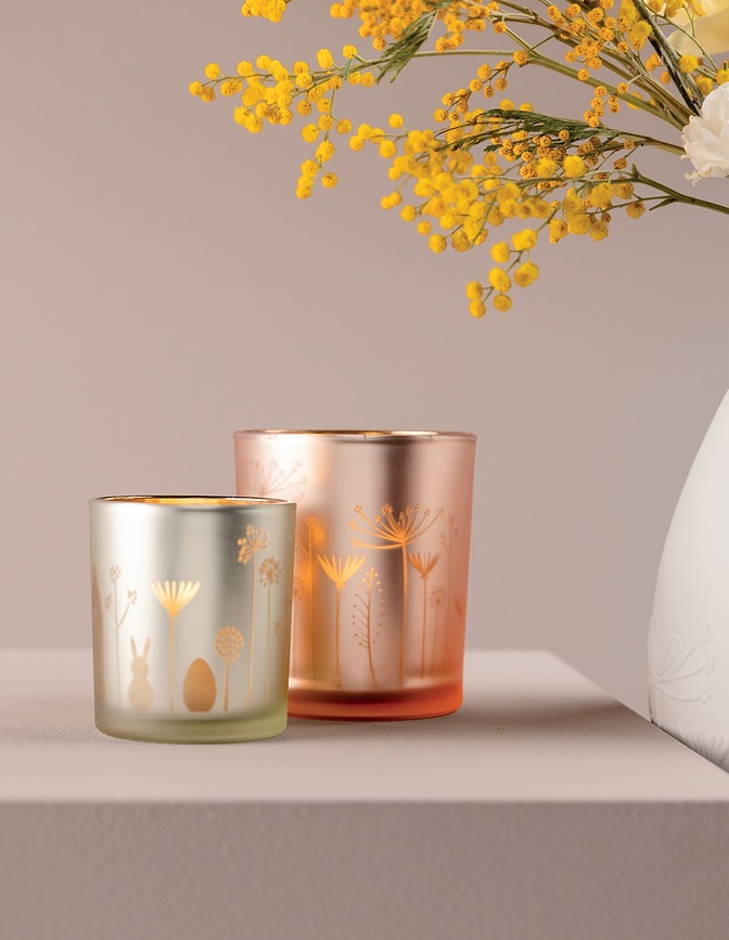 Portavelas para vela de té Spring, 8 cm, naranja