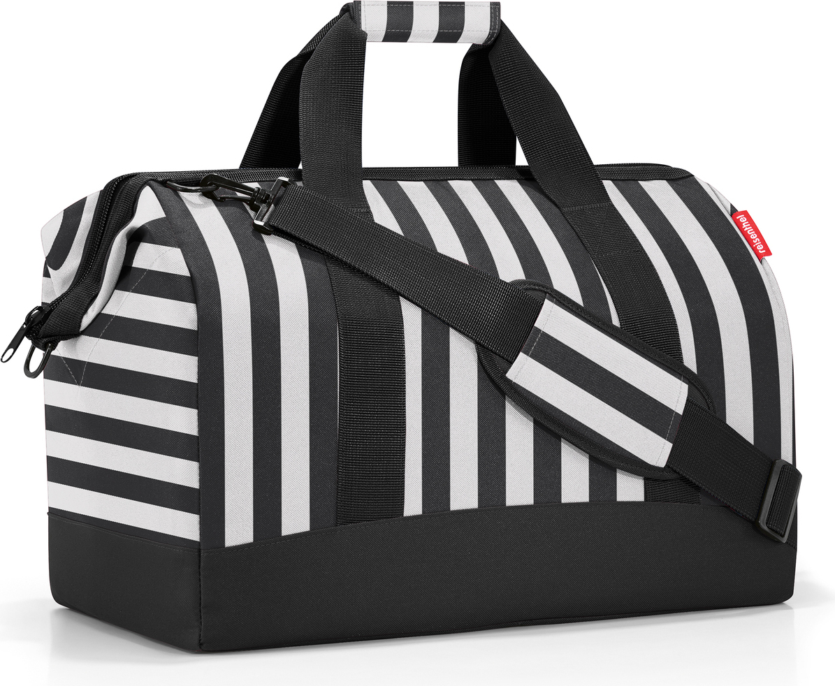 Allrounder Reisetasche L gestreift, schwarz-weiß, aus recyceltem Material