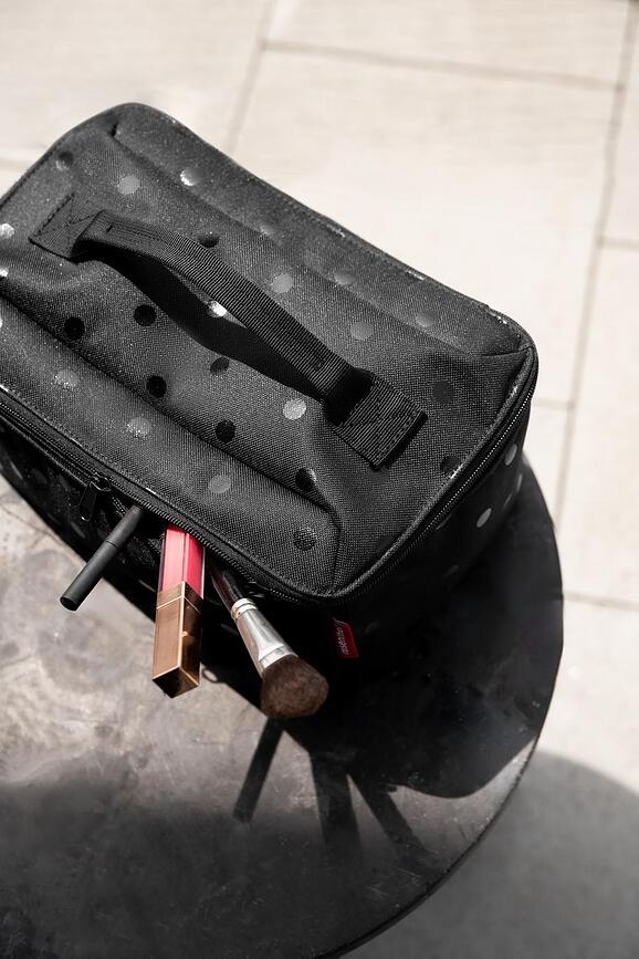 Beautycase Kozmetična torbica, bela, s pikami