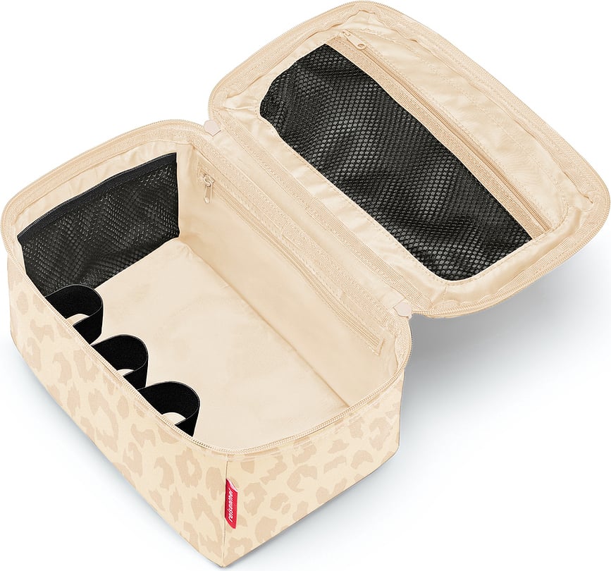 Beautycase met luipaardprint, beige, gerecycled
