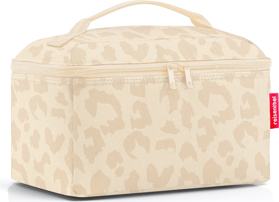 Beautycase mit Leopardenmuster, beige, recycelt