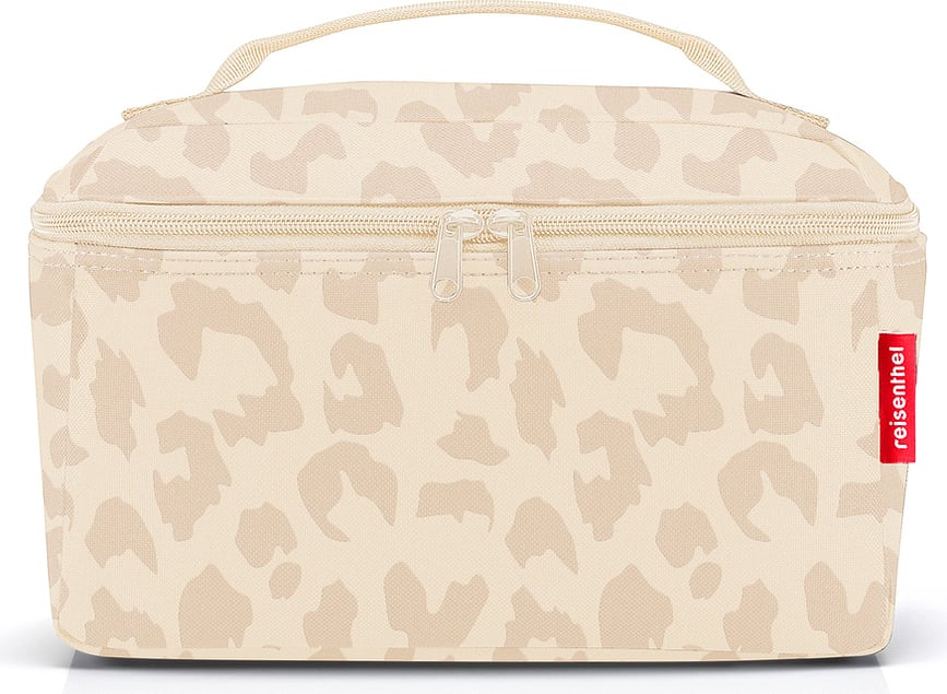 Beautycase necessär leopardmönstrad, beige, återvunnen