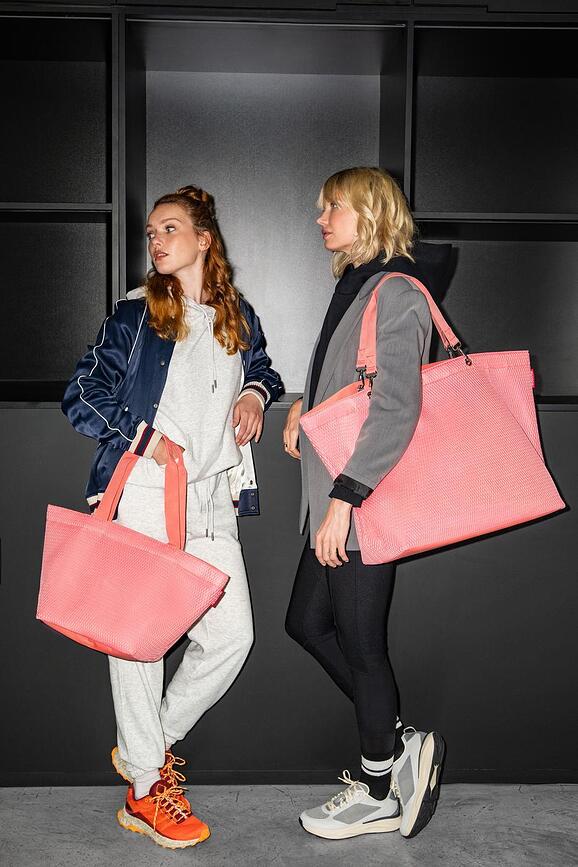 Bolsa Shopper de malla, talla M, coral