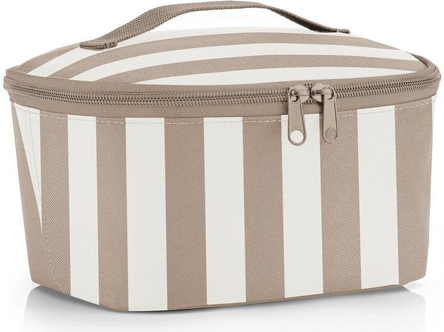 Bolsa térmica Coolerbag de rayas S, marrón y blanco, reciclada