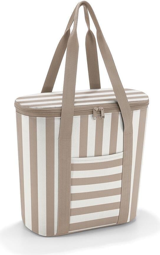 Bolsa térmica Thermoshopper de rayas marrón y blanco, reciclada