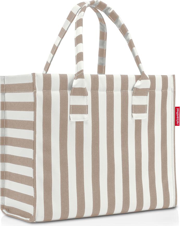 Borsa Daily Shopper riciclata, a righe marroni e bianche