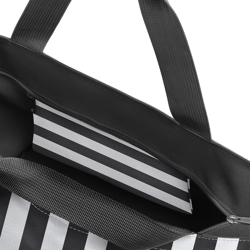 Borsa shopper M a righe, nera e bianca, riciclata