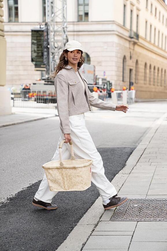 Carrybag indkøbskurv, plettet beige, genanvendt