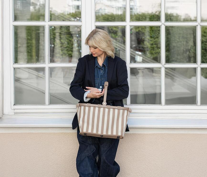 Carrybag indkøbskurv, plettet beige, genanvendt
